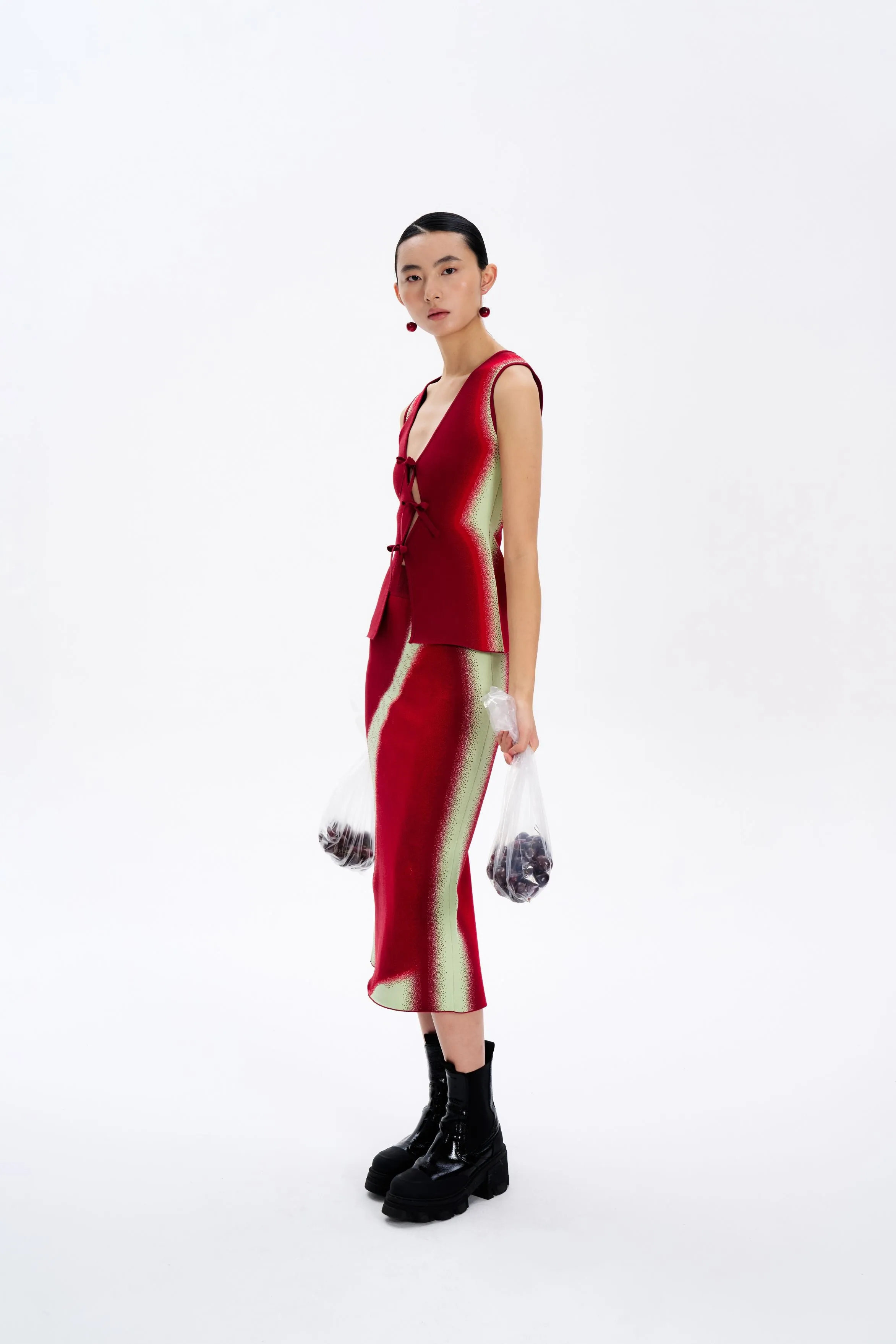 SOPHIE CHERRY PRINT MIDI SKIRT sold by PH5 product image thumbnail 3