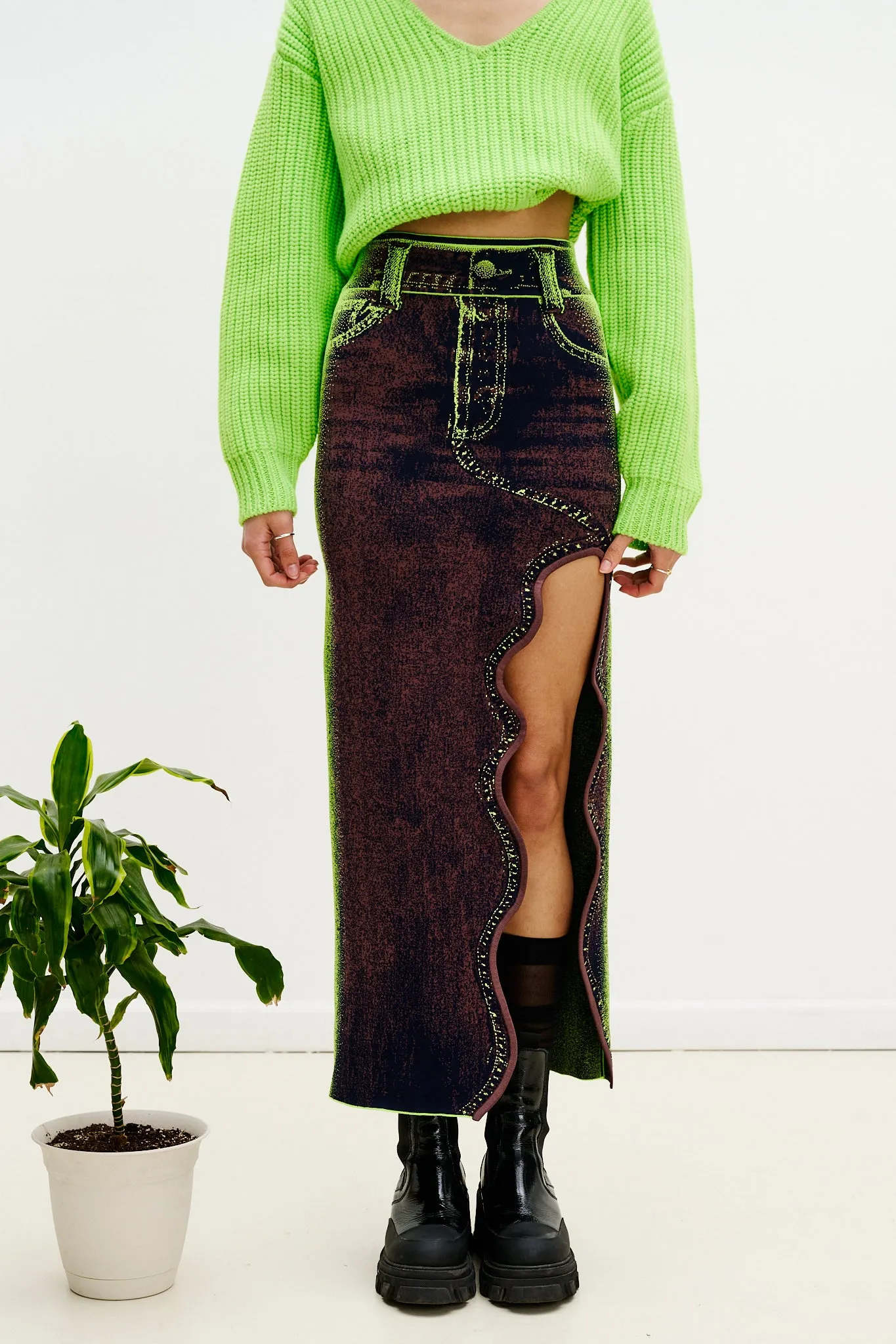 LILY WAVY MIDI DENIM SKIRT sold by PH5