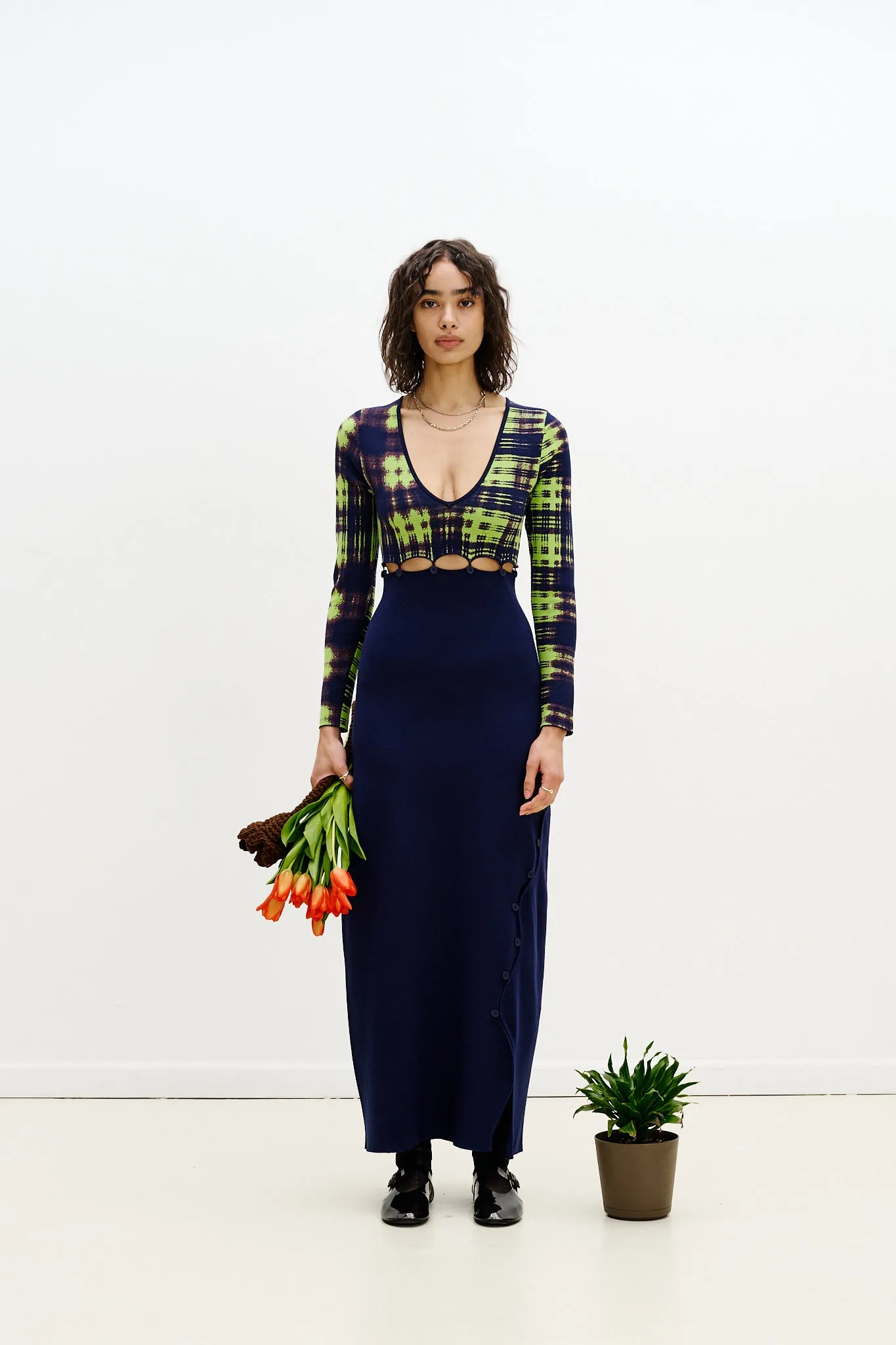 ROSIE COLORBLOCK V-NECK LONG DRESS sold by PH5