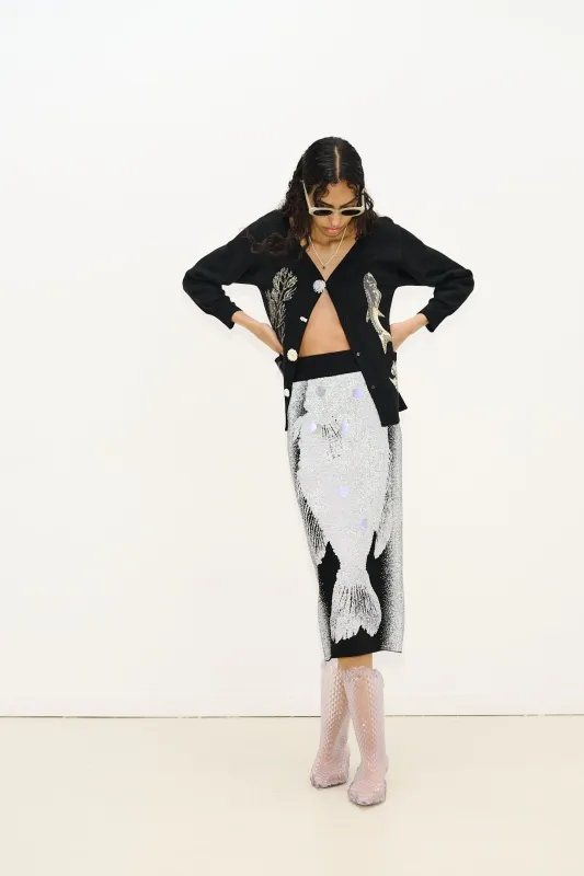 COLEY FLASHLIGHT REFLECTIVE MIDI SKIRT sold by PH5