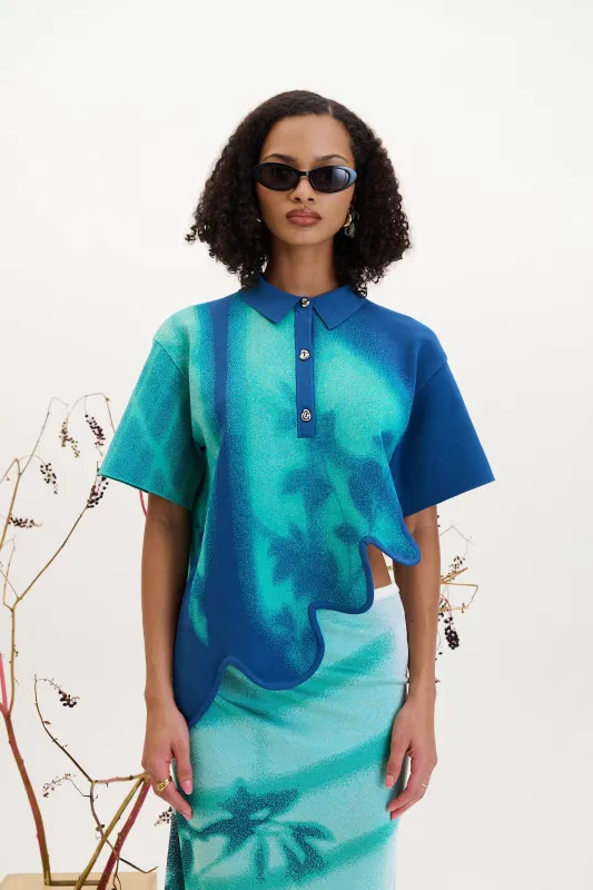 EBONY WAVY POLO SHIRT made by PH5