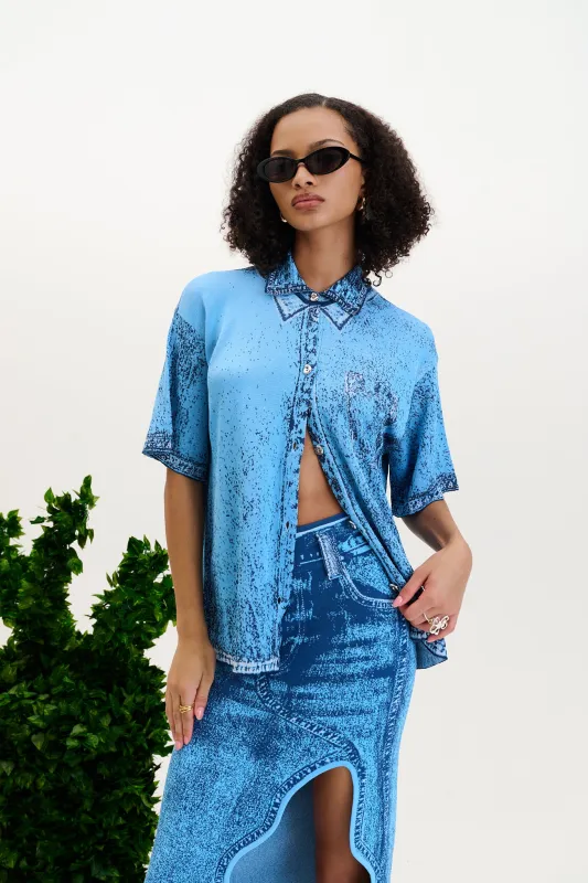 ASHER DENIM PRINT POLO made by PH5