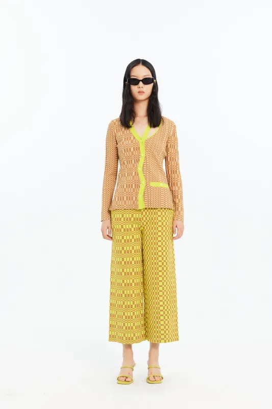 KRIS ECO PLAID WIDE LEG PANTS made by PH5
