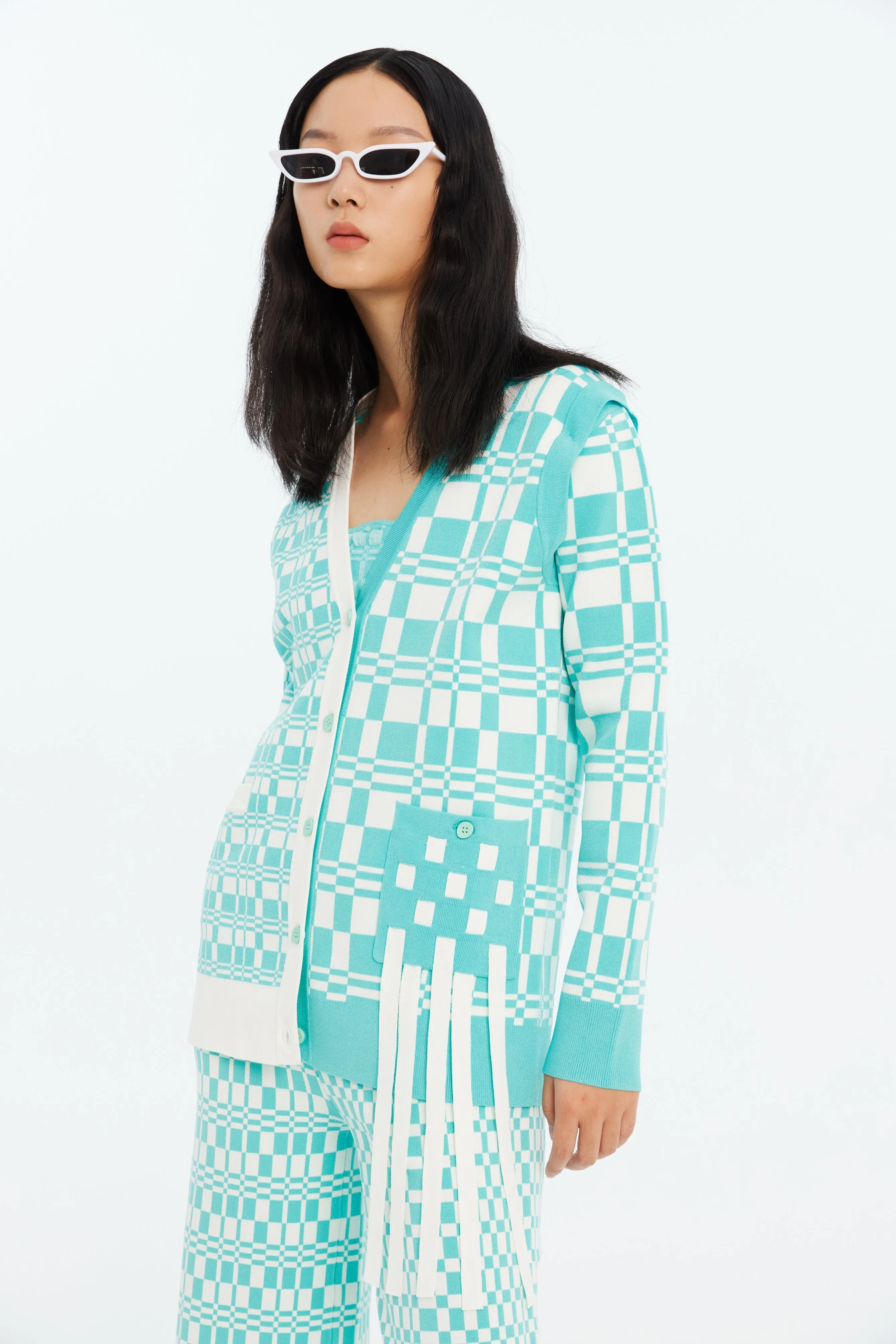 NOEL ECO PLAID CARDIGAN WITH DETACHABLE SLEEVES sold by PH5 product image thumbnail 2