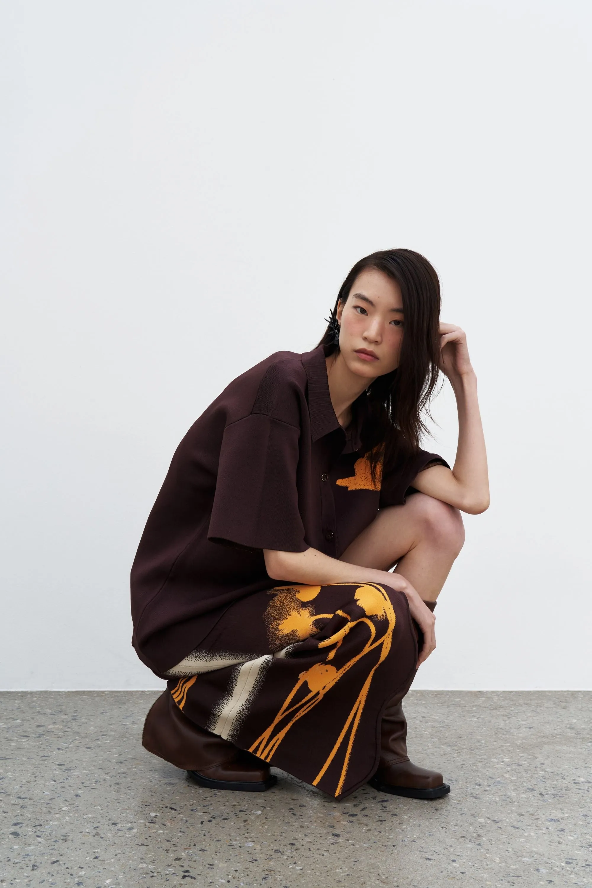 AMBER FLOWER PRINT OVERSIZED POLO SHIRT sold by PH5 product image thumbnail 4