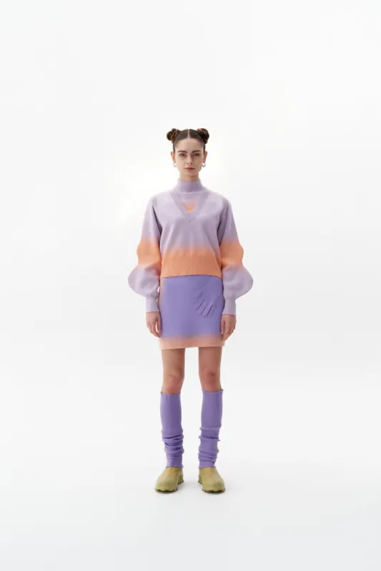 LEDA "SPRAY PAINTED" CROPPED MOCKNECK WITH WAVY SLEEVES sold by PH5