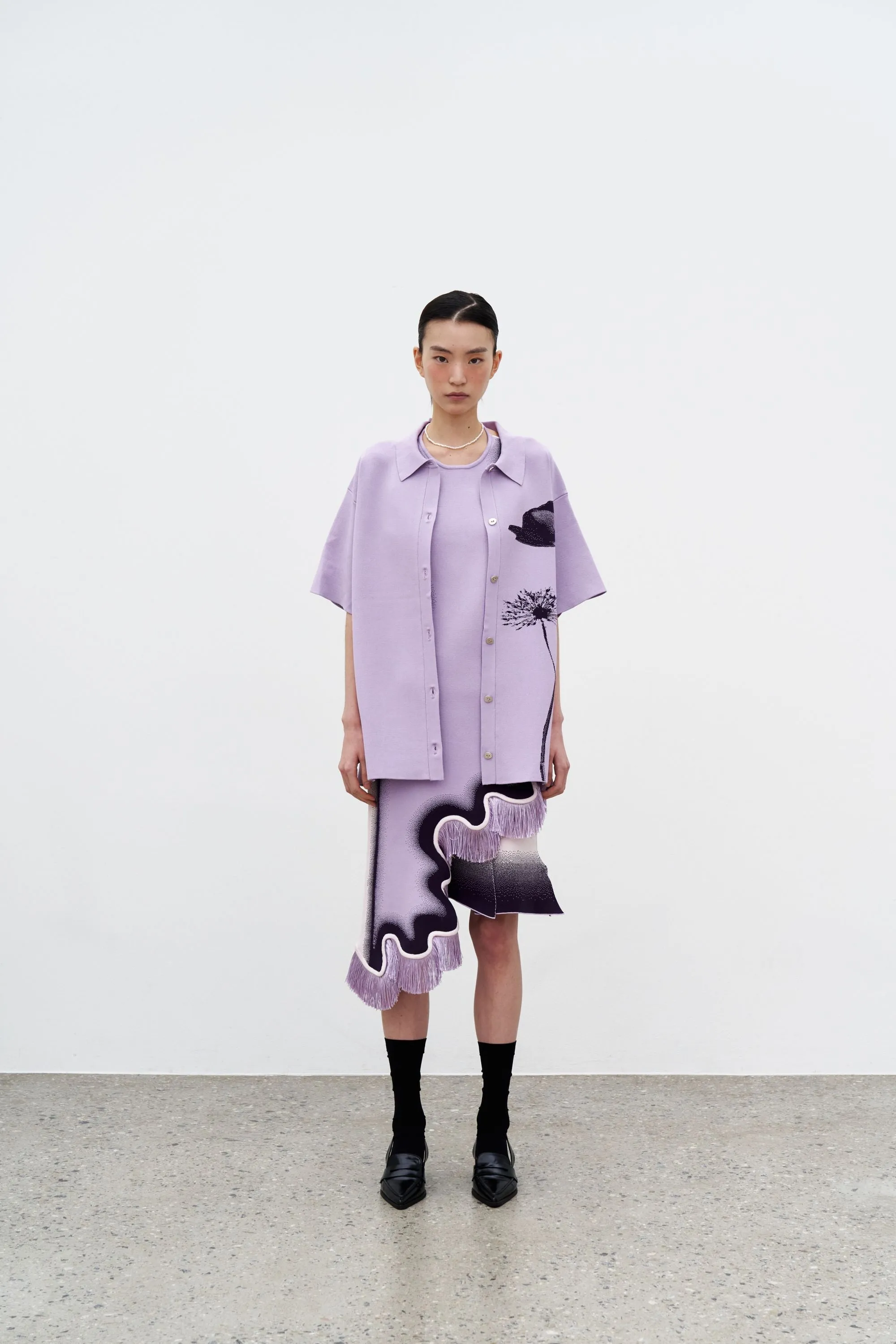 AMBER FLOWER PRINT OVERSIZED POLO SHIRT sold by PH5