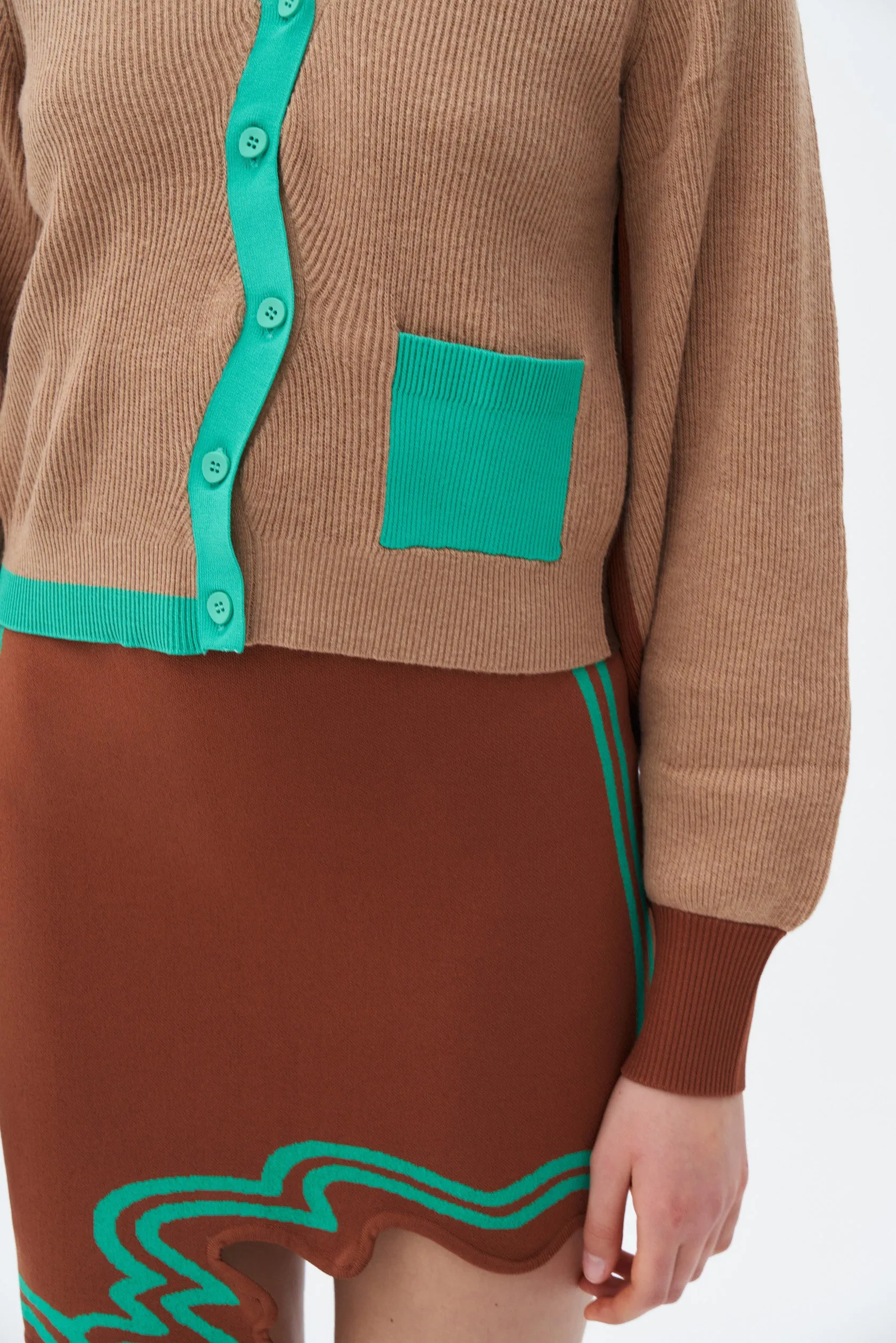 ALAIA ECO CASHMERE COTTON WAVY RIBBED CROPPED CARDIGAN sold by PH5 product image thumbnail 5