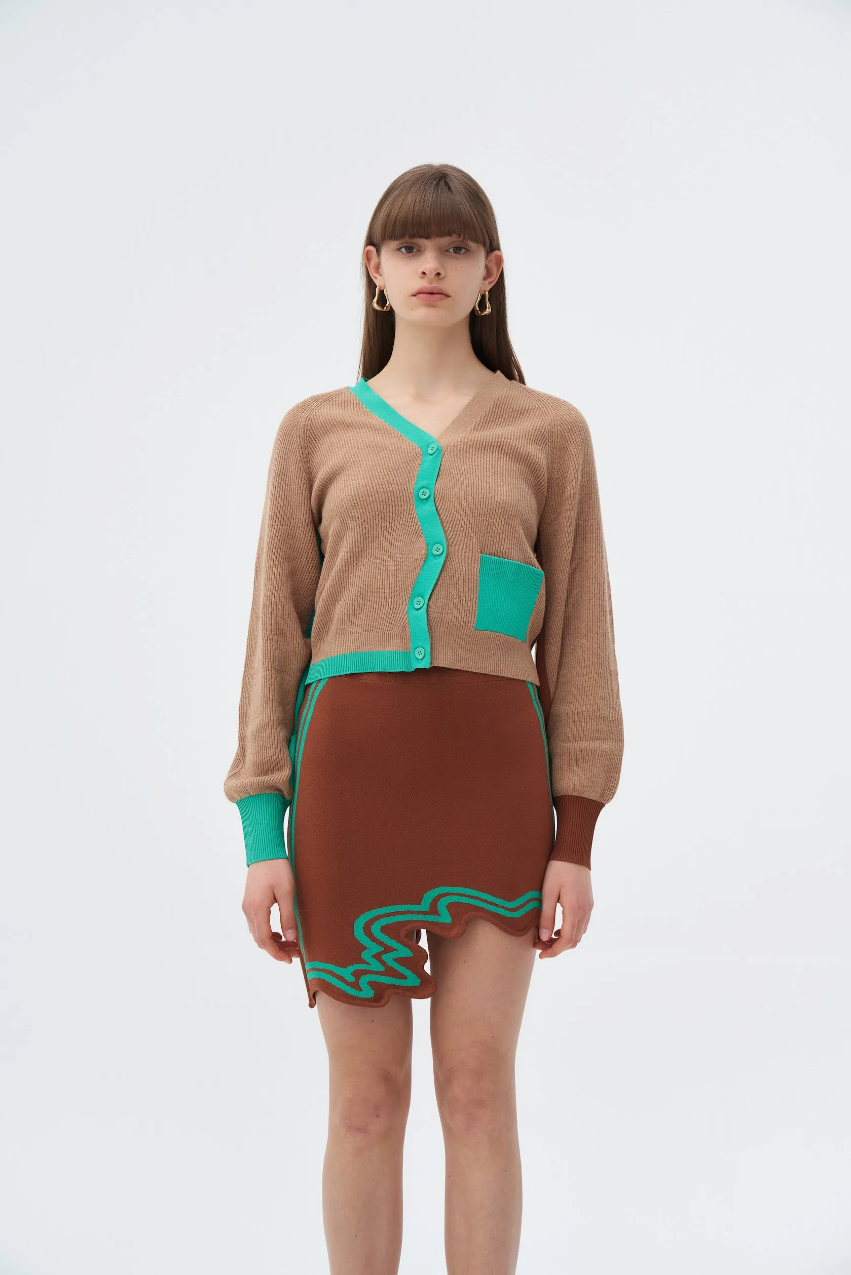 ALAIA ECO CASHMERE COTTON WAVY RIBBED CROPPED CARDIGAN sold by PH5