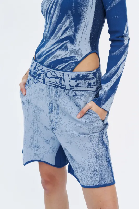 FINLEY FAKE DENIM SHORTS made by PH5