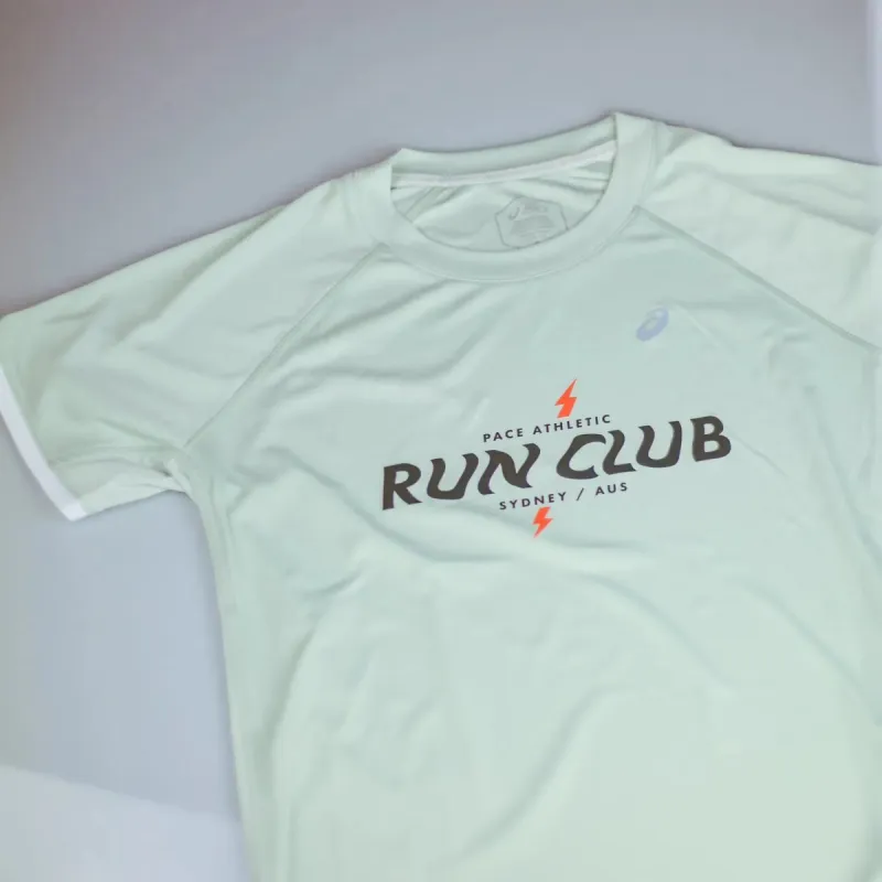 Womens ASICS x Run Club Icon Short Sleeve Top - Light Sage made by Asics