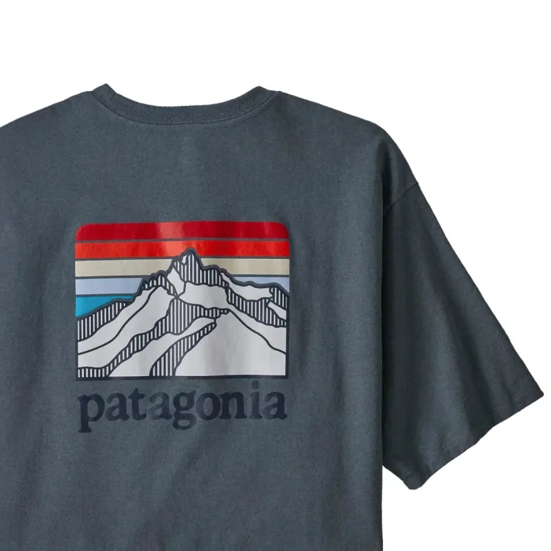 Mens Patagonia Line Logo Ridge Pocket Responsibili-Tee - Plume Grey sold by Pace Athletic