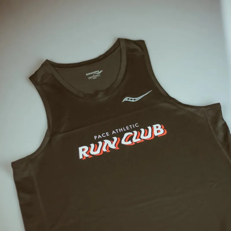 Mens Saucony x Run Club - Stopwatch Singlet - Black made by Saucony