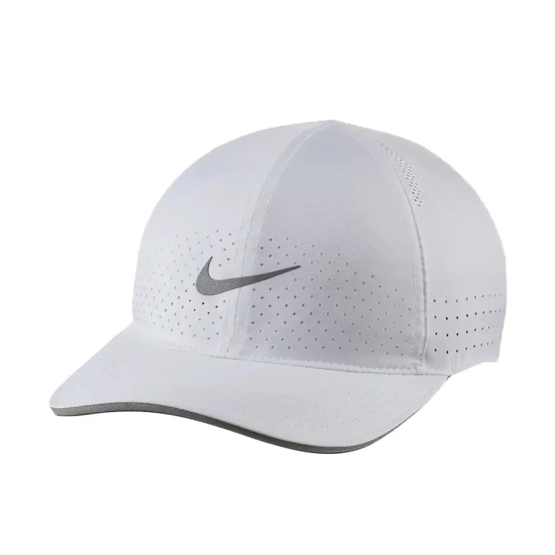 Nike AeroBill Featherlight Perforated Running Cap - White sold by Pace Athletic
