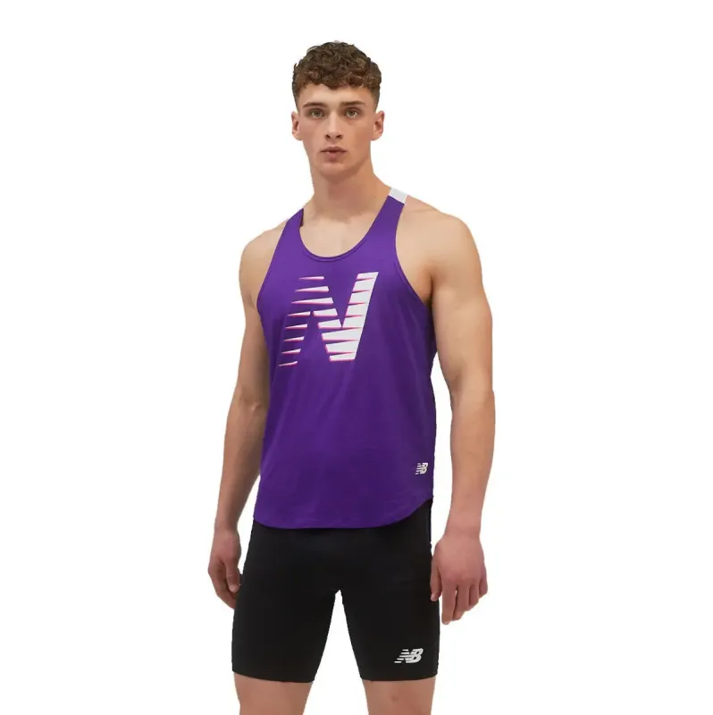 Mens New Balance Fast Flight Singlet - Deep Violet / Heather sold by Pace Athletic