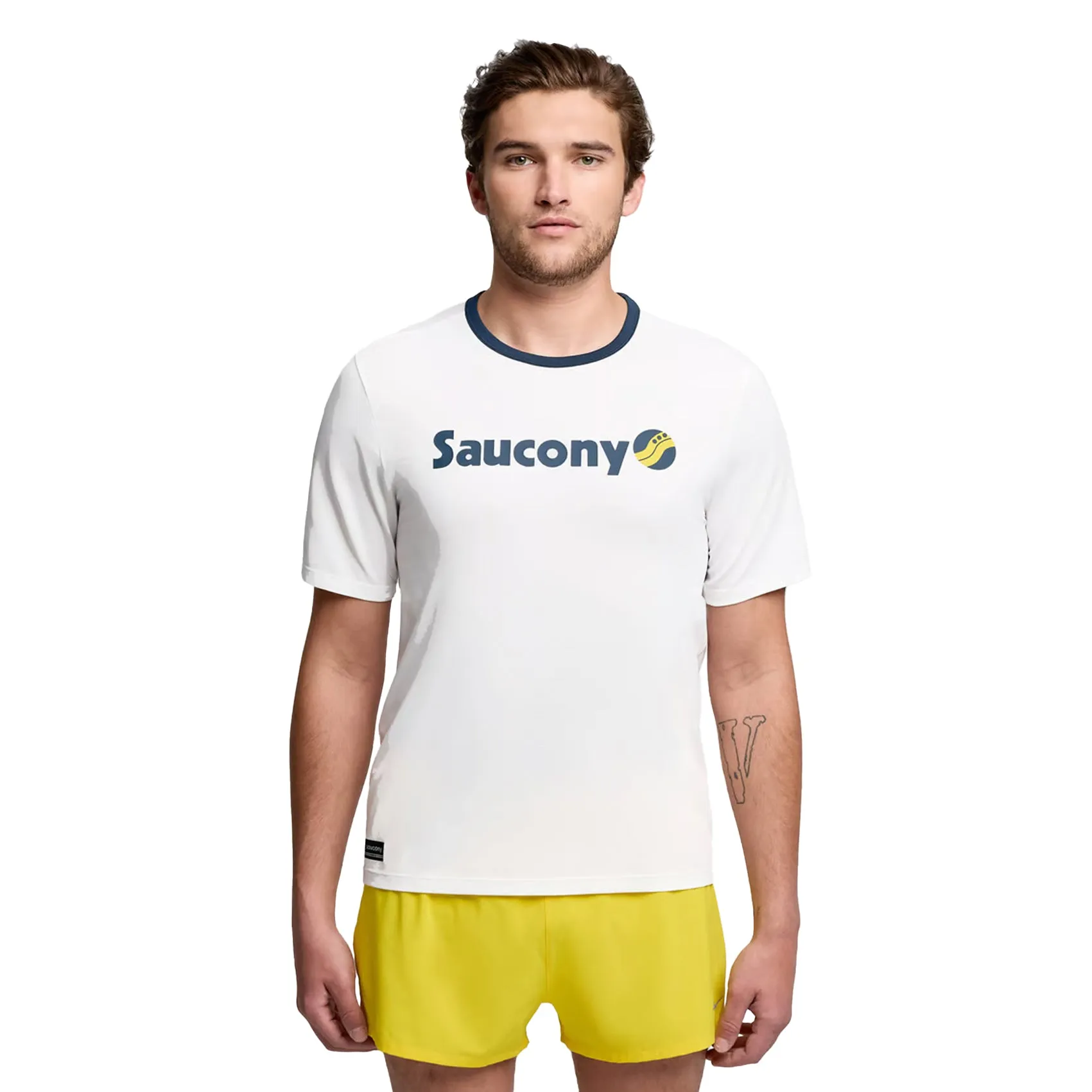 Mens Saucony Stopwatch Graphic Short Sleeve Tee sold by Pace Athletic