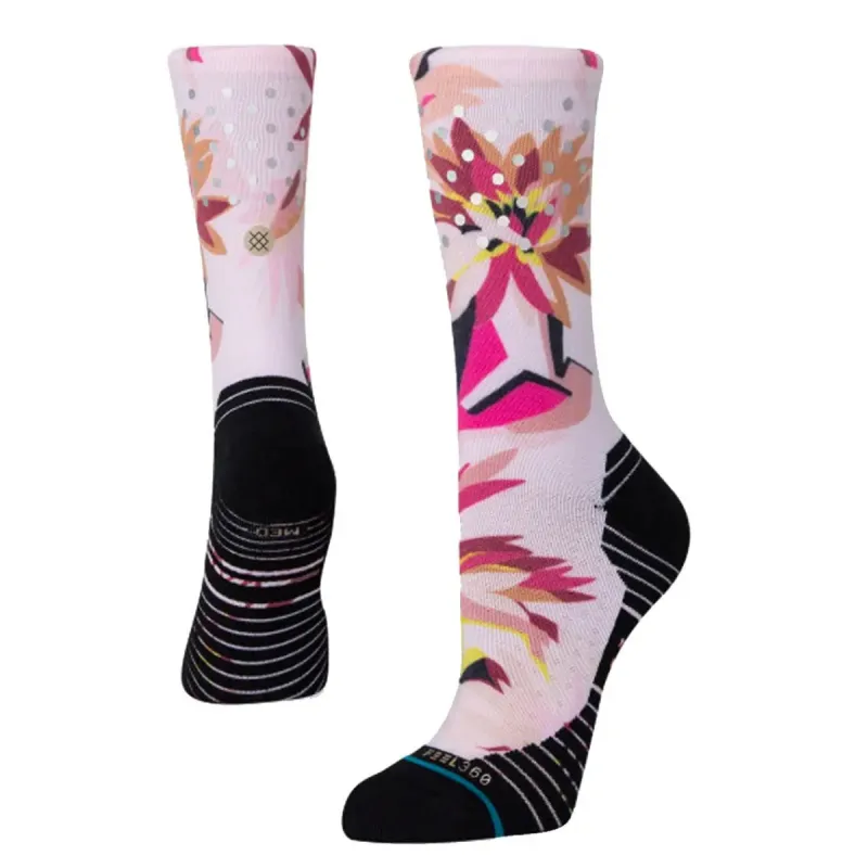 Womens Stance Performance Crew Sock - White / Pink / Silver made by Stance