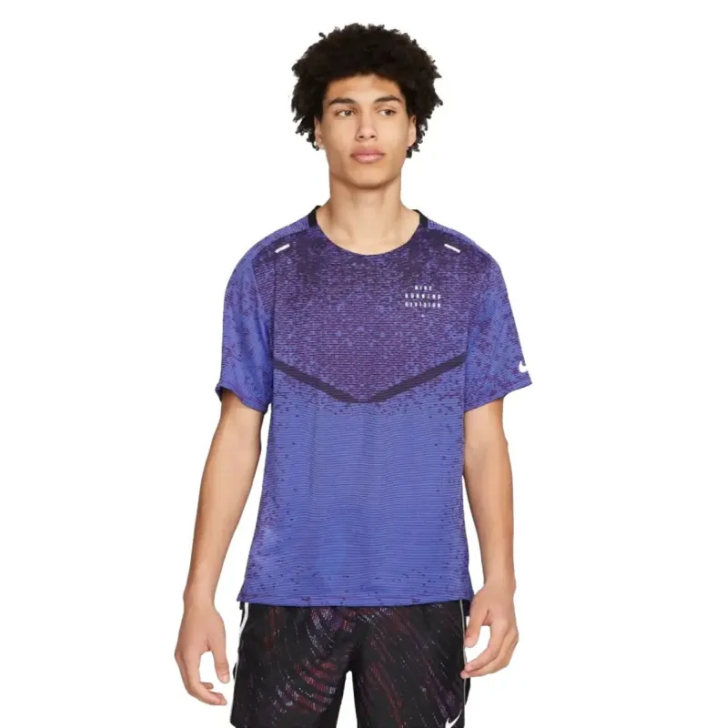 Mens Nike Dri-FIT ADV Run Division Techknit Shirt - Blue / Sangria sold by Pace Athletic