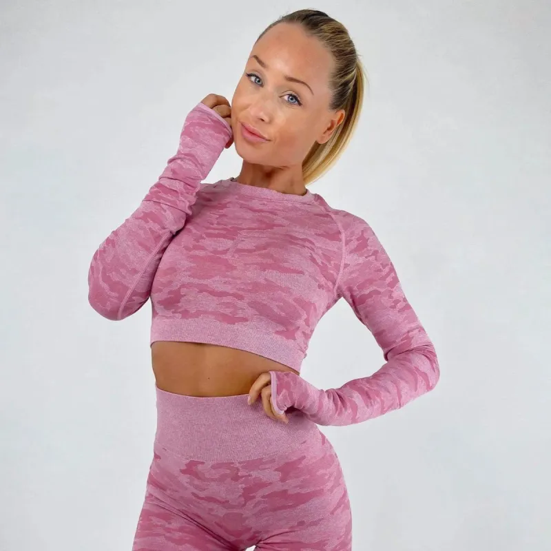 Scrunch Camo Long Sleeve Top - Pink sold by Panini Sport