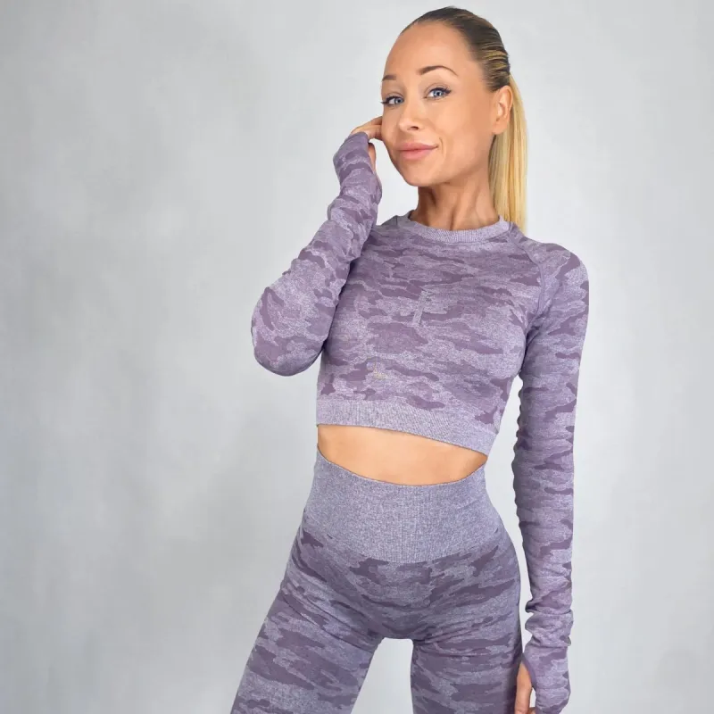 Scrunch Camo Long Sleeve Top - Lavender sold by Panini Sport