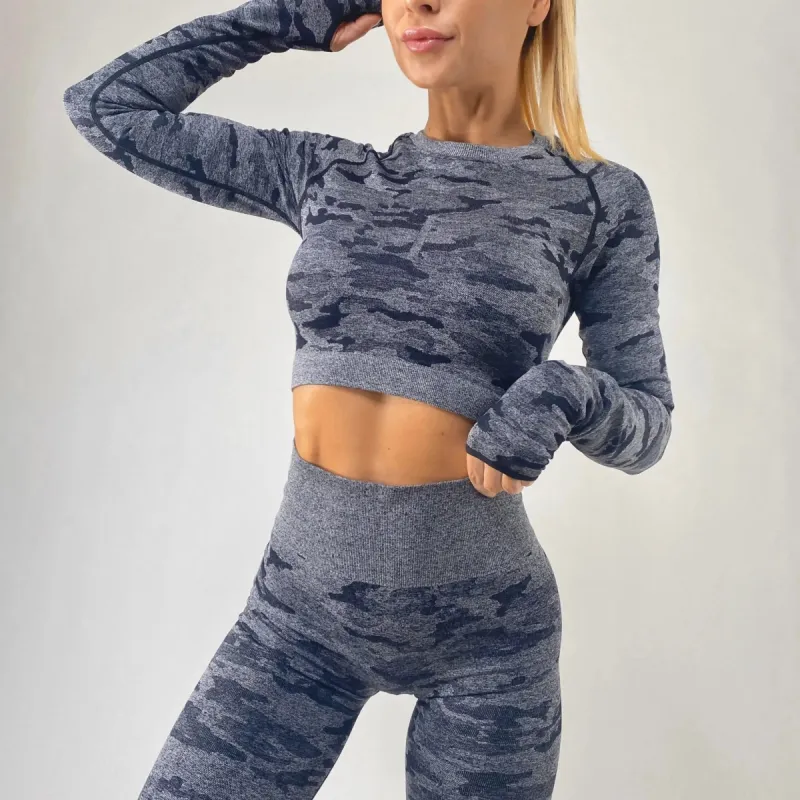 Scrunch Camo Long Sleeve Top - Black sold by Panini Sport