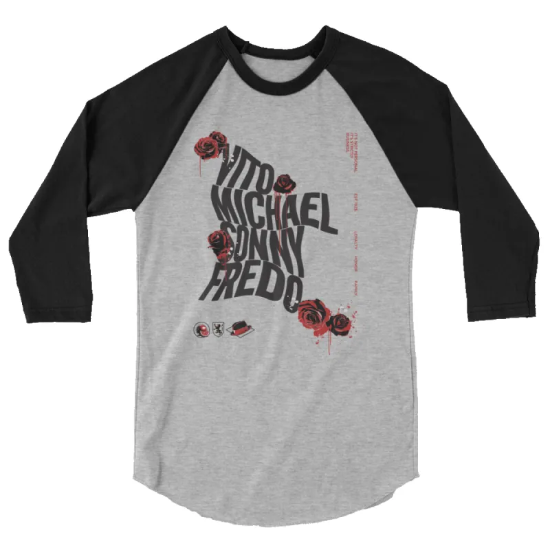 The Godfather Names Unisex 3/4 Sleeve Raglan Shirt sold by Paramount Shop