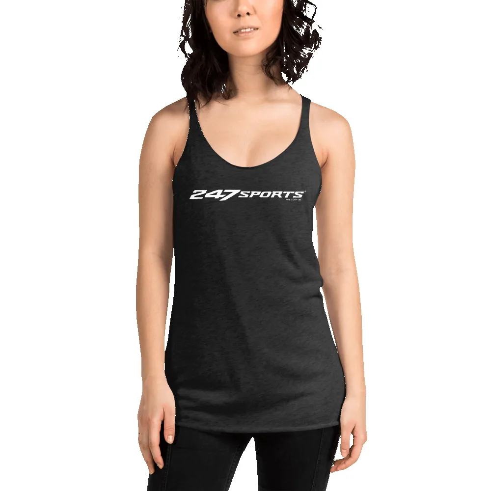 247 Sports White Logo Women's Tri-Blend Racerback Tank Top sold by Paramount Shop