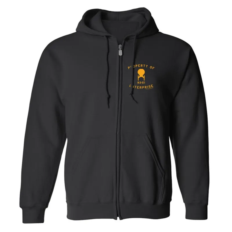 Star Trek: Enterprise Property of Enterprise Fleece Zip-Up Hooded Sweatshirt sold by Paramount Shop