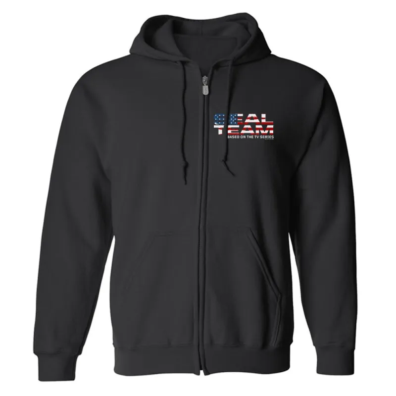 SEAL Team American Flag Logo Fleece Zip-Up Hooded Sweatshirt sold by Paramount Shop