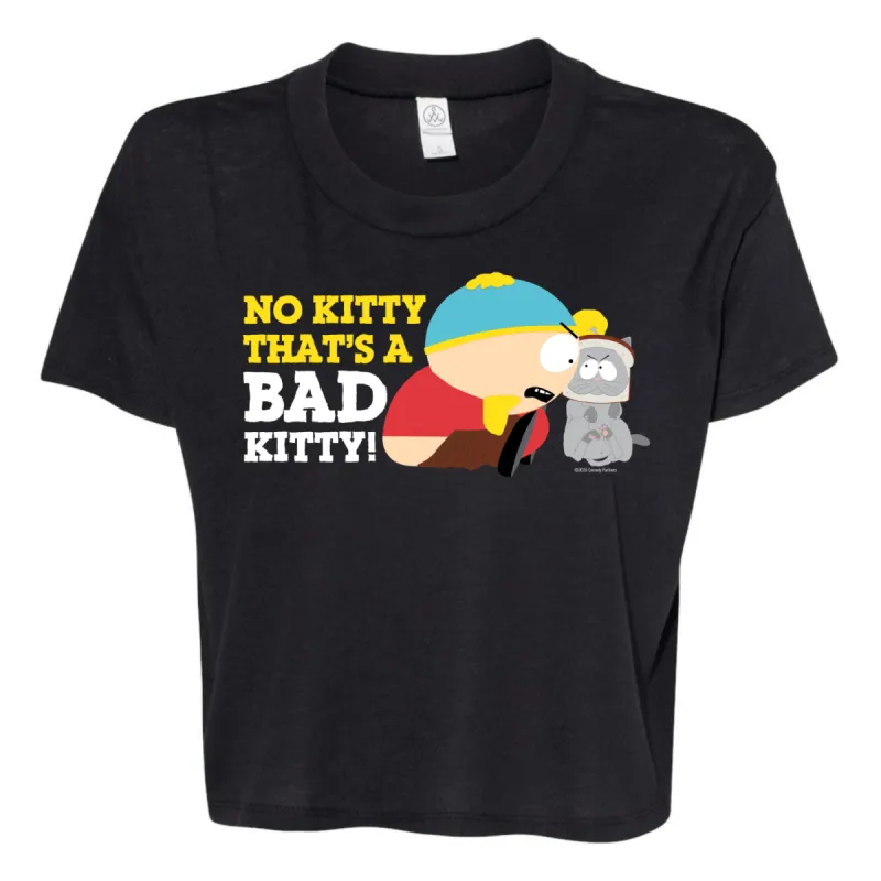 South Park Cartman Bad Kitty Women's Jersey Crop T-Shirt made by Paramount Shop