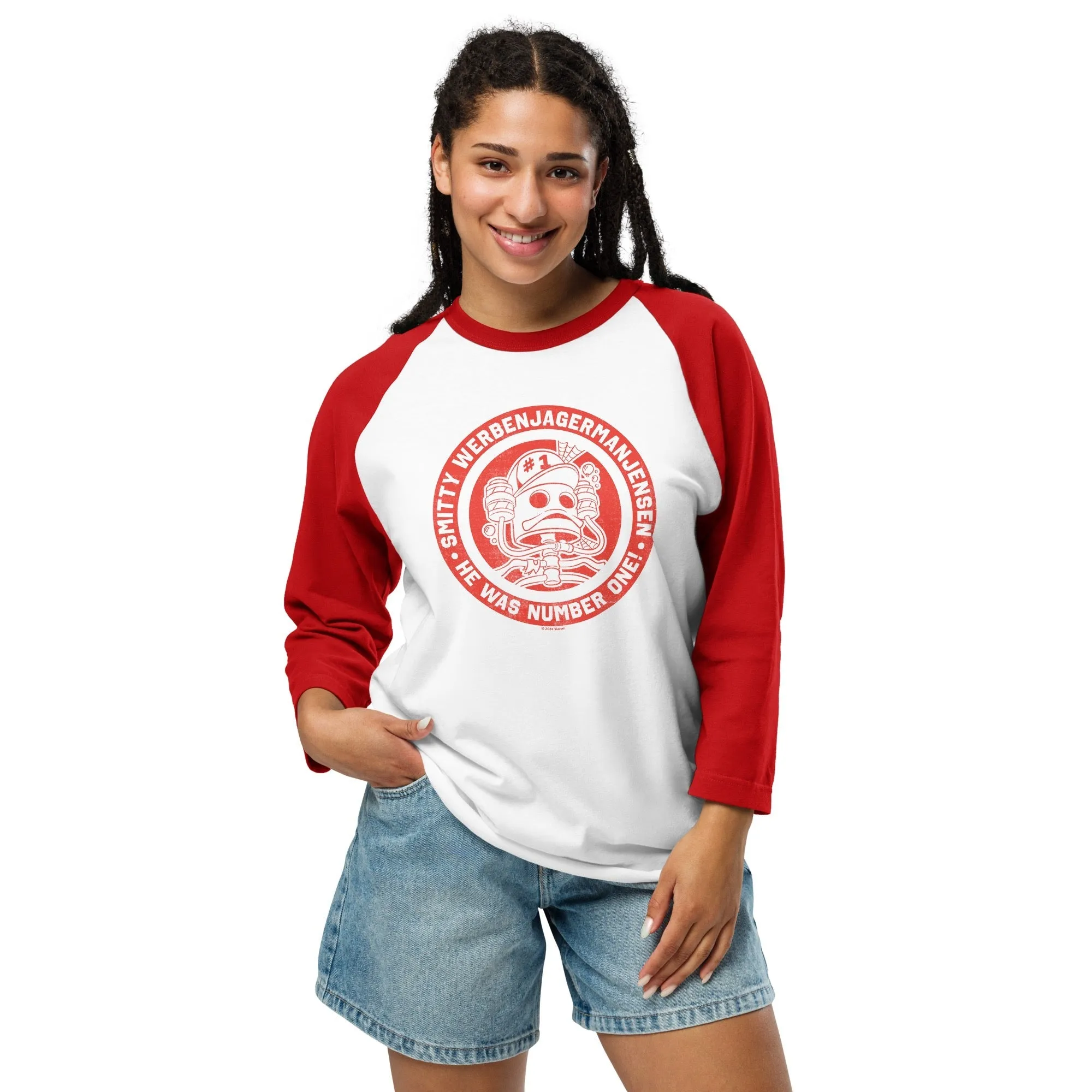 Spongebob Squarepants Smitty WerbenJagerManJensen Unisex Raglan T-Shirt sold by Paramount Shop product image thumbnail 2