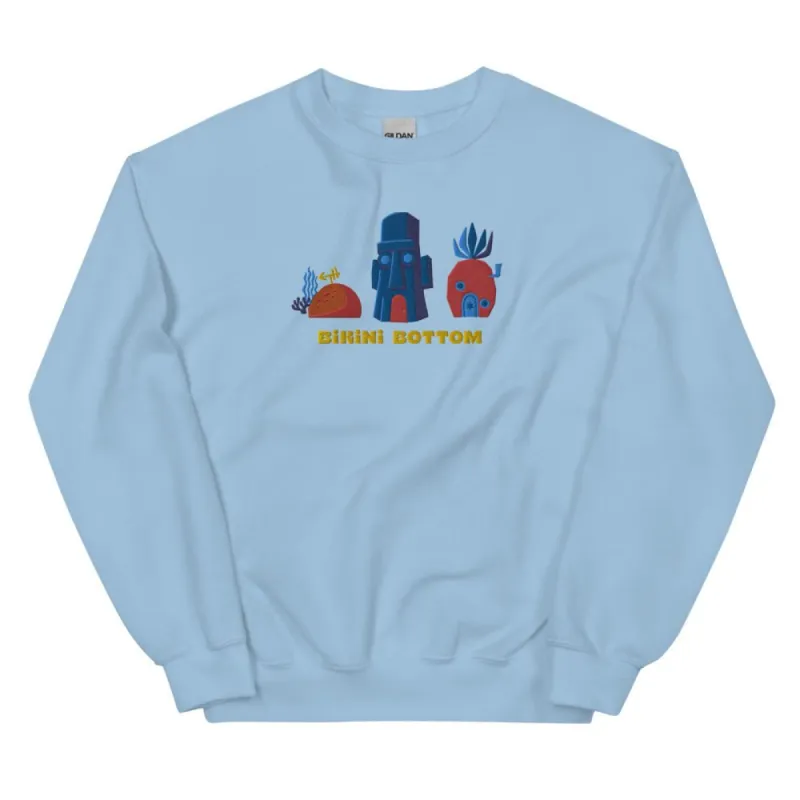 SpongeBob SquarePants Bikini Bottom Embroidered Crewneck Sweatshirt sold by Paramount Shop