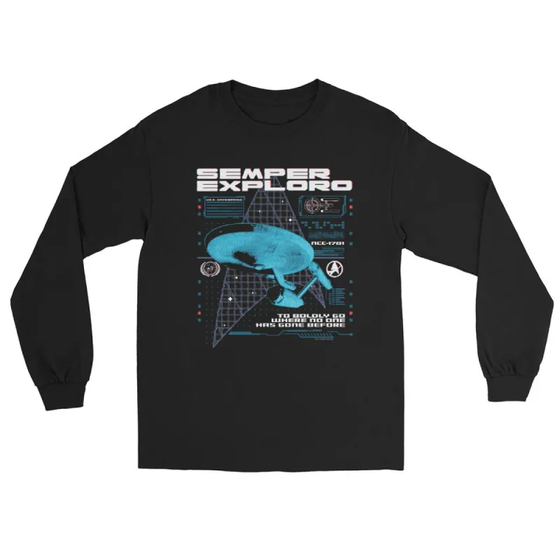 Star Trek: The Original Series Enterprise Semper Exploro Unisex Long Sleeve T-Shirt sold by Paramount Shop