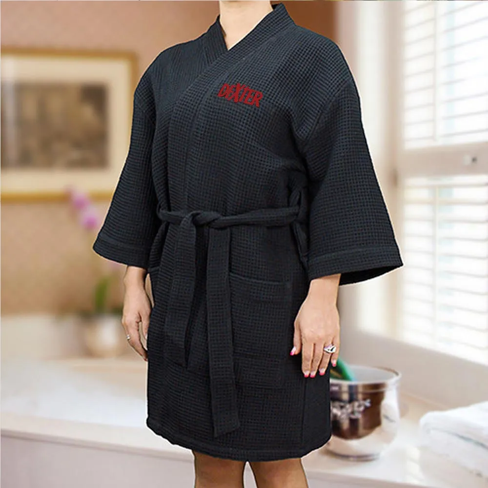 Dexter Embroidered Waffle Robe sold by Paramount Shop