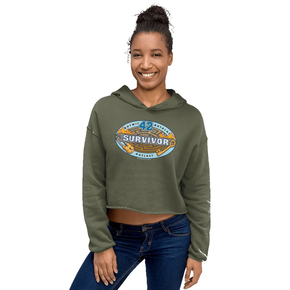 Survivor Season 42 Logo Women's Fleece Crop Hooded Sweatshirt sold by Paramount Shop product image thumbnail 5