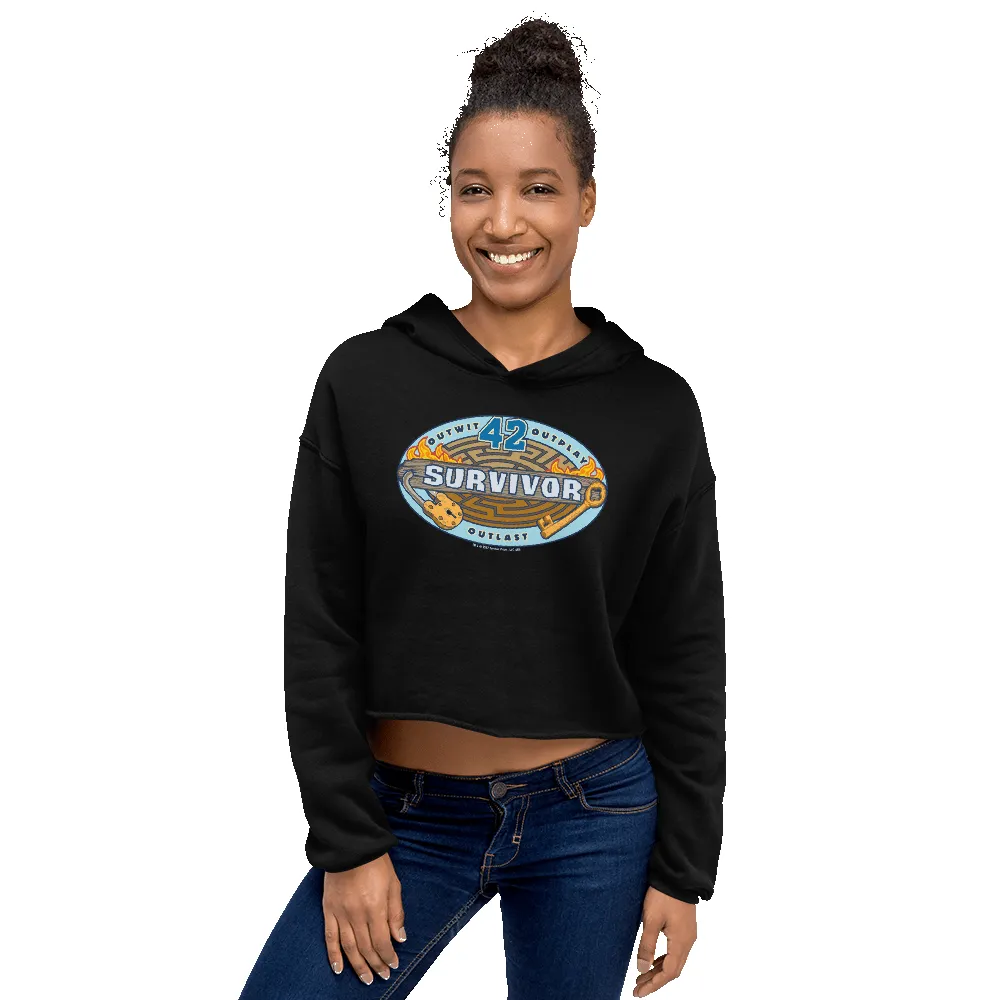 Survivor Season 42 Logo Women's Fleece Crop Hooded Sweatshirt sold by Paramount Shop product image thumbnail 2