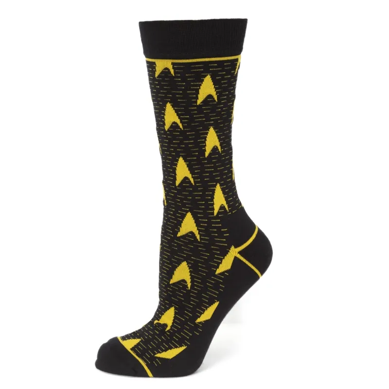 Star Trek Logo Socks Yellow Delta Shield Commander Pattern made by Paramount Shop