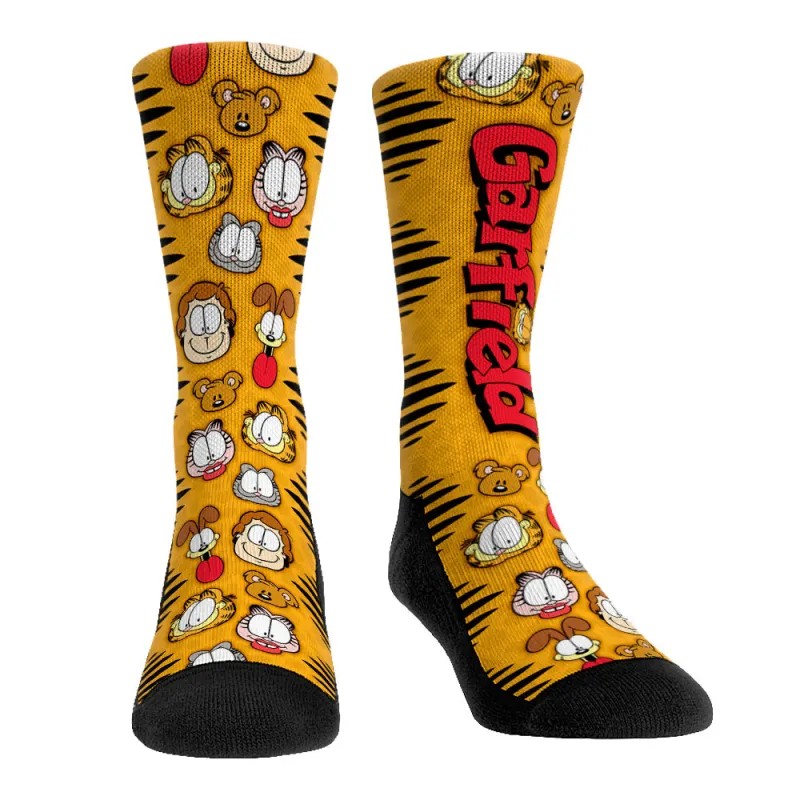 Garfield Famous Faces Allover Print Graphic Crew Socks made by Paramount Shop