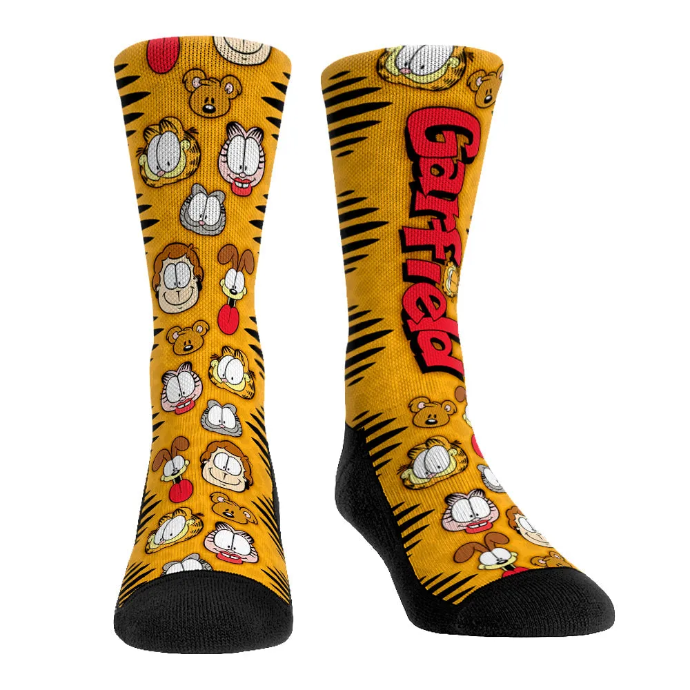 Garfield Famous Faces Allover Print Graphic Crew Socks sold by Paramount Shop