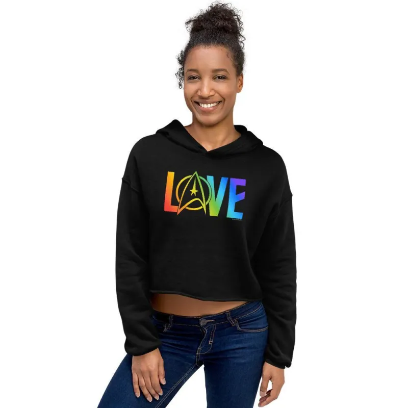 Star Trek: The Original Series Pride Love Women's Fleece Crop Hooded Sweatshirt sold by Paramount Shop