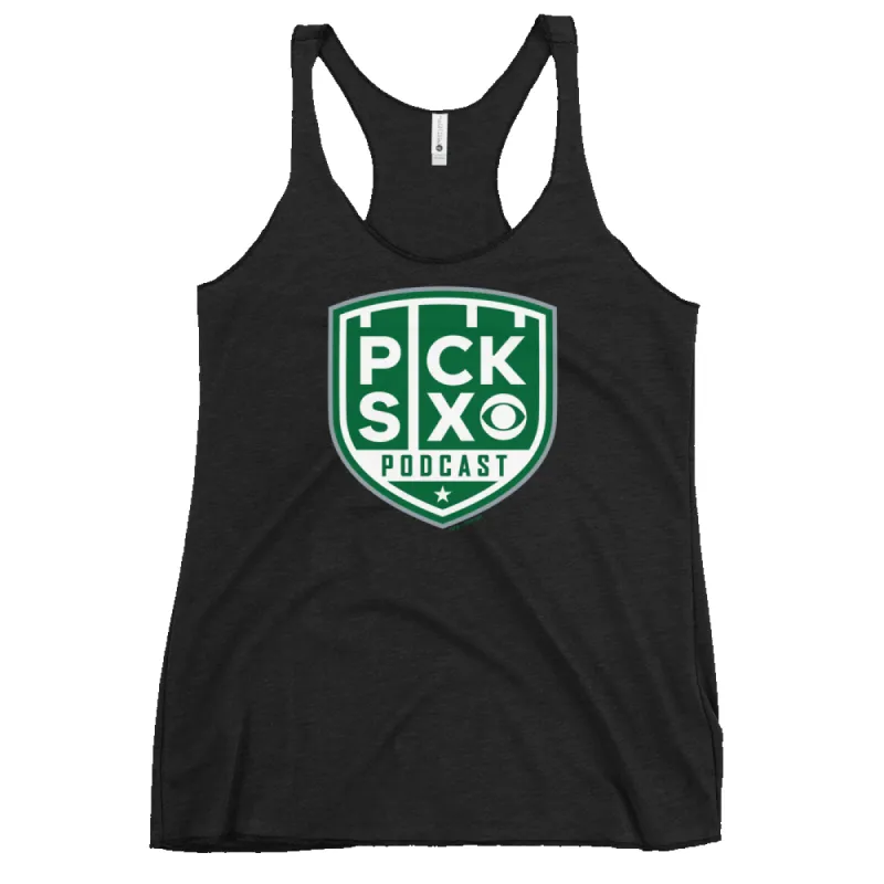 Pick Six Podcast Logo Women's Tri-Blend Racerback Tank Top sold by Paramount Shop