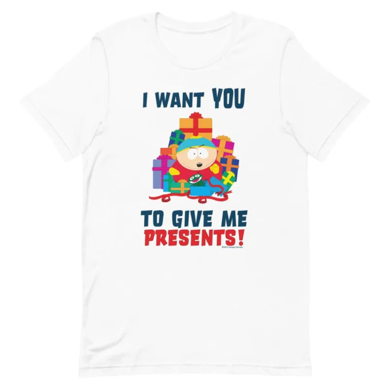 South Park Cartman Give Me Presents Unisex T-Shirt made by Paramount Shop