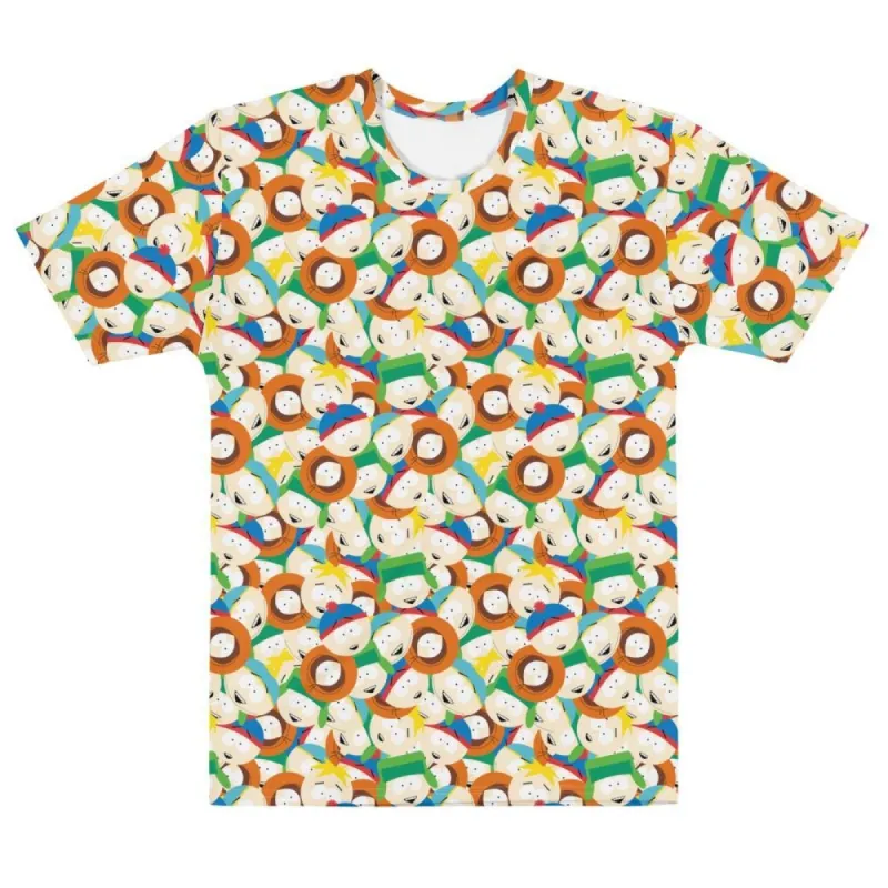 South Park Character Faces Tossed Pattern Adult All-Over Print T-Shirt sold by Paramount Shop
