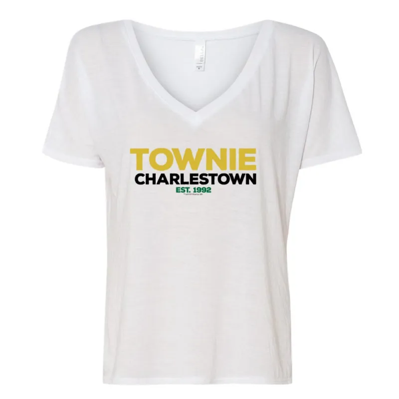 City on a Hill Charlestown Townie Women's Relaxed V-Neck T-Shirt sold by Paramount Shop