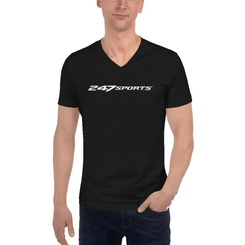 247 Sports White Logo V-Neck Short Sleeve T-Shirt sold by Paramount Shop