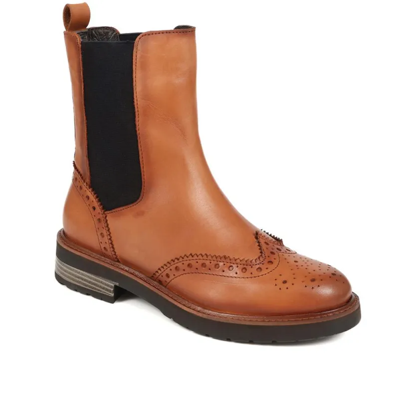 Melrose Brogue Detail Leather Chelsea Boots - MELROSE / 324 322 sold by Shoe-Shop