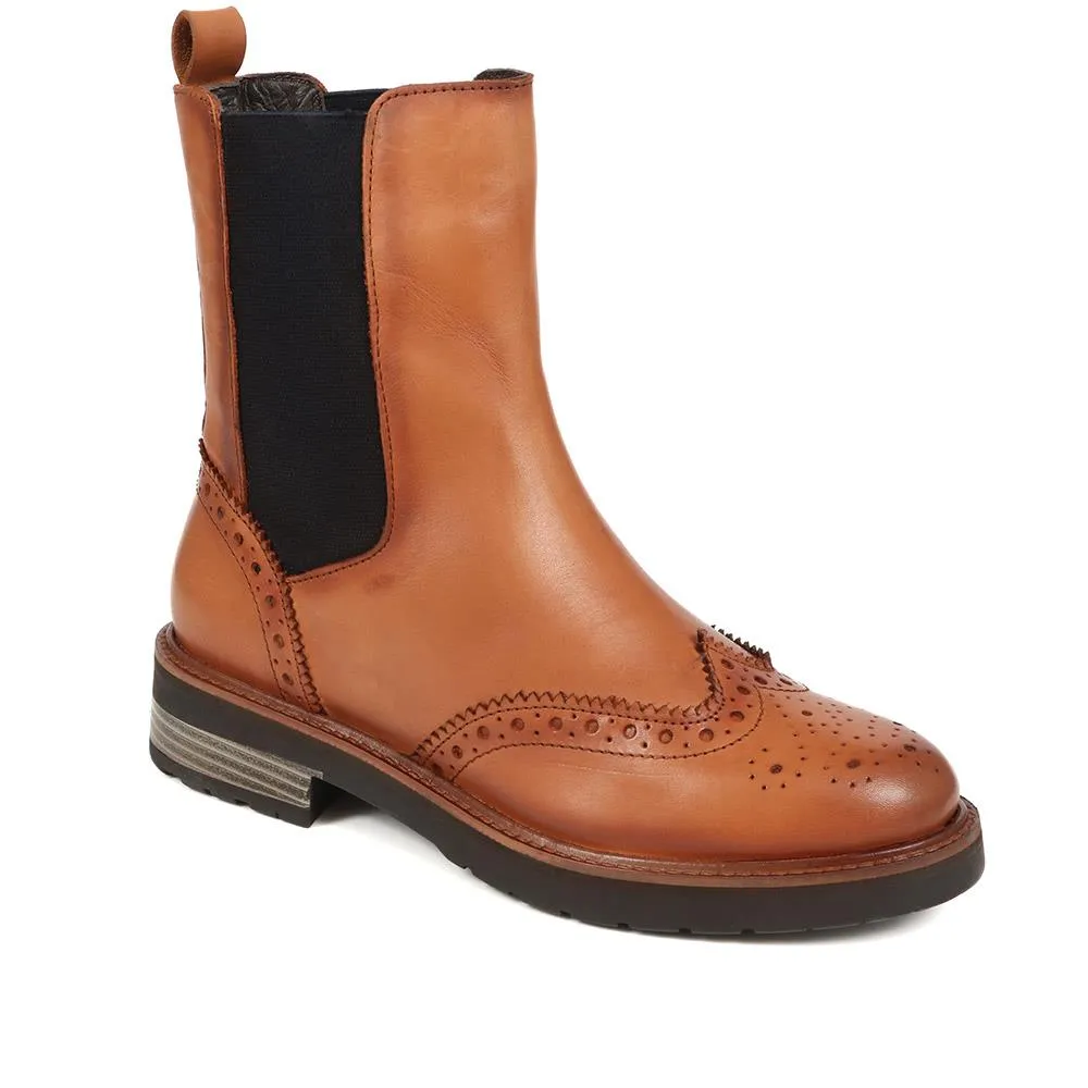 Melrose Brogue Detail Leather Chelsea Boots - MELROSE / 324 322 sold by Shoe-Shop