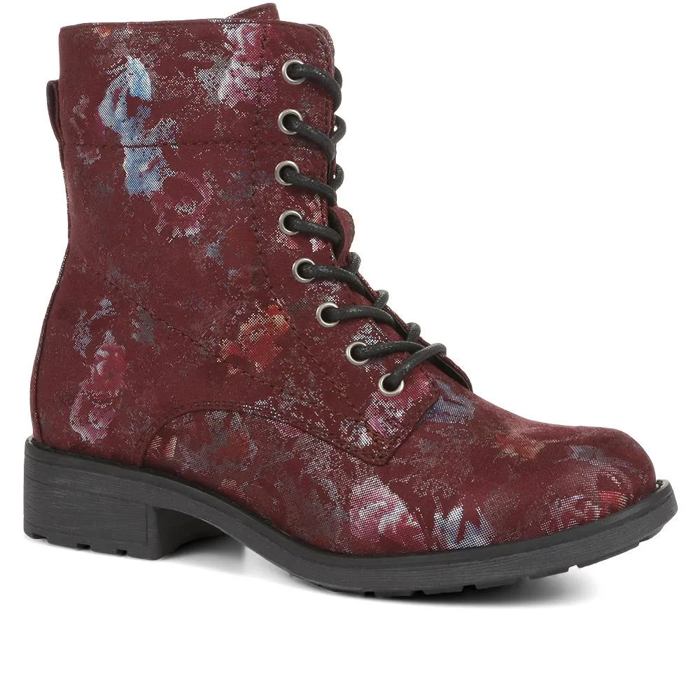 Floral Print Lace-Up Ankle Boots - WBINS34277 / 321 889 sold by Shoe-Shop