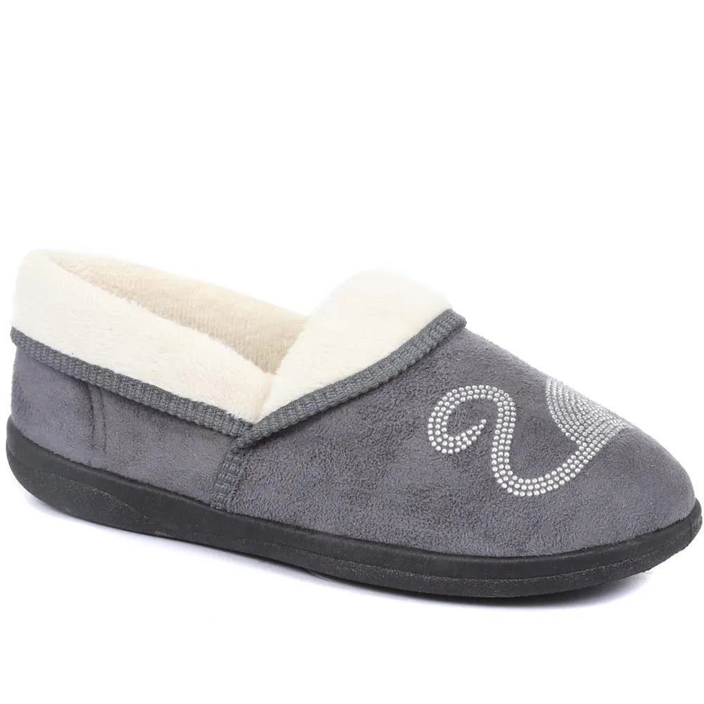 Wide Fit Cat Slippers - QING32007 / 319 026 sold by Shoe-Shop