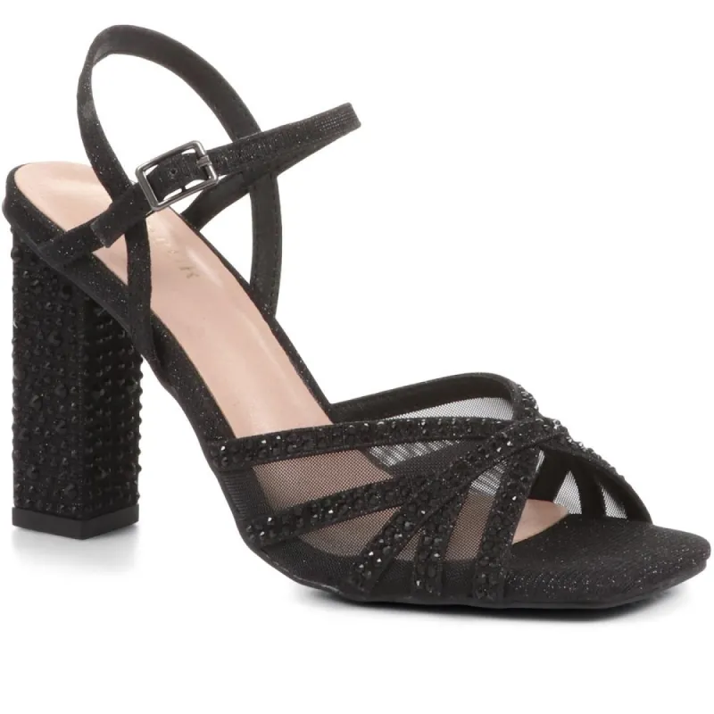 Square Toe Embellished Block Heels - MENBU36500 / 322 713 sold by Shoe-Shop